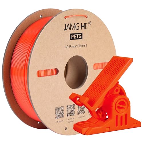 PETG Filament for 3D Printer, JAMG HE 1.75mm 1KG Precision +/- 0.02 mm PETG Filament Spool for 3D Printing Refills (1KG, Orange) von JAMG HE