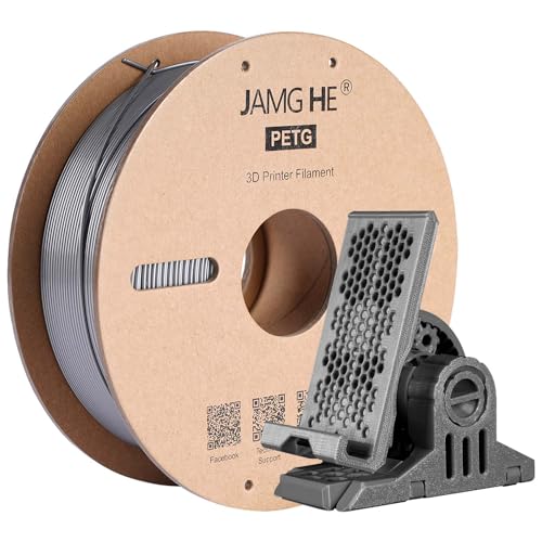 PETG Filament for 3D Printer, JAMG HE 1.75mm 1KG Precision +/- 0.02 mm PETG Filament Spool for 3D Printing Refills (1KG, Silver) von JAMG HE