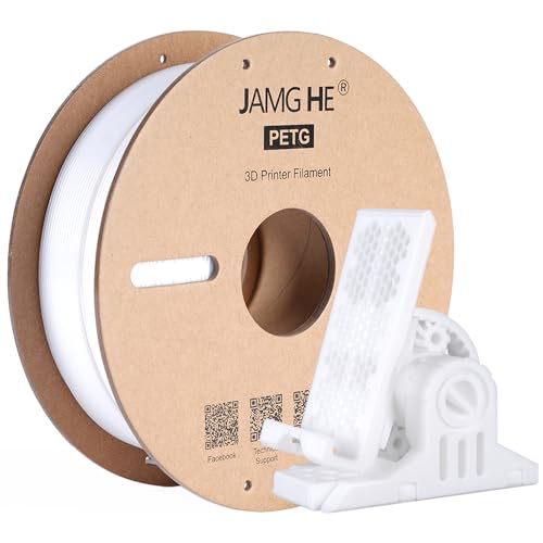 PETG Filament for 3D Printer, JAMG HE 1.75mm 1KG Precision +/- 0.02 mm PETG Filament Spool for 3D Printing Refills (1KG, White) von JAMG HE