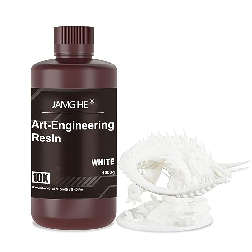 Upgraded ABS-Like Resin, 10K Art-Engineering Toughness Non-Brittle New 3D Printer ABS-Like Resin for UV-Curing Photopolymer Rapid High Precision Low Odor LCD DLP SLA 405nm Resin (White) von JAMG HE