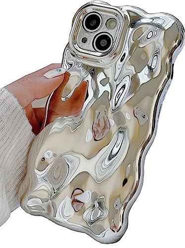 JANDM Schutzhülle für iPhone 12, 3D-Wellen-Blasenform, geriffeltes Chrom-Muster, weich, vergilbungsfrei, Glitzer, glänzende Kamera, stoßfest, für Damen und Mädchen, für iPhone 12, Silber JANDM Schutzhülle für iPhone 12, 3D-Wellen-Blasenform, geriffeltes Chrom-Muster, weich, vergilbungsfrei, Glitzer, glänzende Kamera, stoßfest, für Damen und Mädchen, für iPhone 12, Silber von JANDM