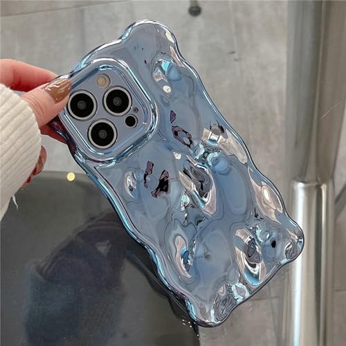 JANDM Schutzhülle für iPhone 15, 3D-Wellen-Blasenform, geriffeltes Chrom-Muster, weich, vergilbungsfrei, Glitzer, glänzend, Kamera, stoßfest, für Damen und Mädchen, Blau JANDM Schutzhülle für iPhone 15, 3D-Wellen-Blasenform, geriffeltes Chrom-Muster, weich, vergilbungsfrei, Glitzer, glänzend, Kamera, stoßfest, für Damen und Mädchen, Blau von JANDM