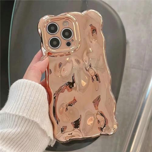 JANDM Schutzhülle für iPhone 15, 3D-Wellen-Blasenform, geriffeltes Chrom-Muster, weich, vergilbungsfrei, Glitzer, glänzende Kamera, stoßfest, für Damen und Mädchen, goldfarben JANDM Schutzhülle für iPhone 15, 3D-Wellen-Blasenform, geriffeltes Chrom-Muster, weich, vergilbungsfrei, Glitzer, glänzende Kamera, stoßfest, für Damen und Mädchen, goldfarben von JANDM