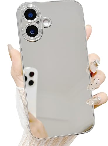 JANDM Schutzhülle für iPhone 16, spiegelnd, silberfarben, verspiegelt, niedlich, für Damen, Mädchen, Make-up, stoßfest, vollständiger Schutz für iPhone 16 JANDM Schutzhülle für iPhone 16, spiegelnd, silberfarben, verspiegelt, niedlich, für Damen, Mädchen, Make-up, stoßfest, vollständiger Schutz für iPhone 16 von JANDM