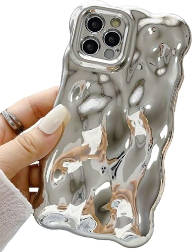 JANDM Schutzhülle für iPhone 16 Pro, 3D-Wellen-Blasenform, geriffelt, Chrom-Muster, weich, vergilbungsfrei, Glitzer, glänzend, stoßfest, für Damen und Mädchen, silberfarben JANDM Schutzhülle für iPhone 16 Pro, 3D-Wellen-Blasenform, geriffelt, Chrom-Muster, weich, vergilbungsfrei, Glitzer, glänzend, stoßfest, für Damen und Mädchen, silberfarben von JANDM