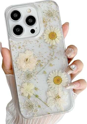 JANDM Schutzhülle für iPhone 16 Pro, transparent, weich, flexibel, Gummi, gepresst, für Mädchen und Frauen, Glitzer, Gänseblümchen JANDM Schutzhülle für iPhone 16 Pro, transparent, weich, flexibel, Gummi, gepresst, für Mädchen und Frauen, Glitzer, Gänseblümchen von JANDM
