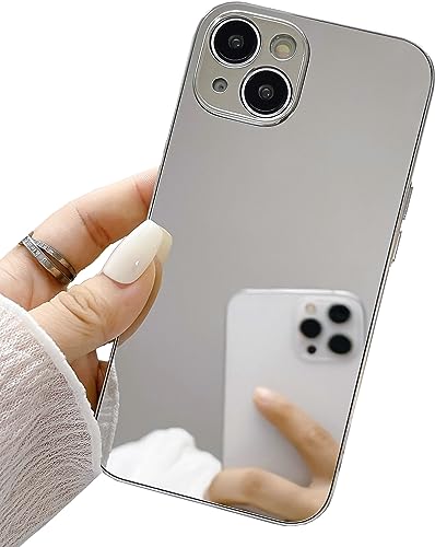 JANDM Spiegelhülle für iPhone 13, glänzend, hart, verspiegelt, versilbert, niedlich, für Damen, Mädchen, Make-up, Spiegel, stoßfest, Kamera, vollständiger Schutz für iPhone 13 JANDM Spiegelhülle für iPhone 13, glänzend, hart, verspiegelt, versilbert, niedlich, für Damen, Mädchen, Make-up, Spiegel, stoßfest, Kamera, vollständiger Schutz für iPhone 13 von JANDM