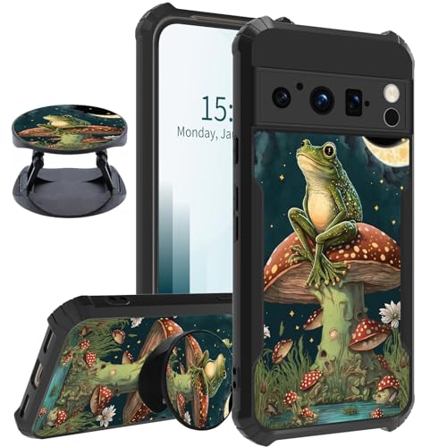 JANENFNA Schutzhülle für Google Pixel 8 Pro, mit Ständer, Ständer, Ständer, für Frauen, Frosch, sitzend, Pilz, harte Rückseite, stoßfest, schützend, verstärkte Ecken, Mädchen, für Google Pixel 8 Pro JANENFNA Schutzhülle für Google Pixel 8 Pro, mit Ständer, Ständer, Ständer, für Frauen, Frosch, sitzend, Pilz, harte Rückseite, stoßfest, schützend, verstärkte Ecken, Mädchen, für Google Pixel 8 Pro von JANENFNA