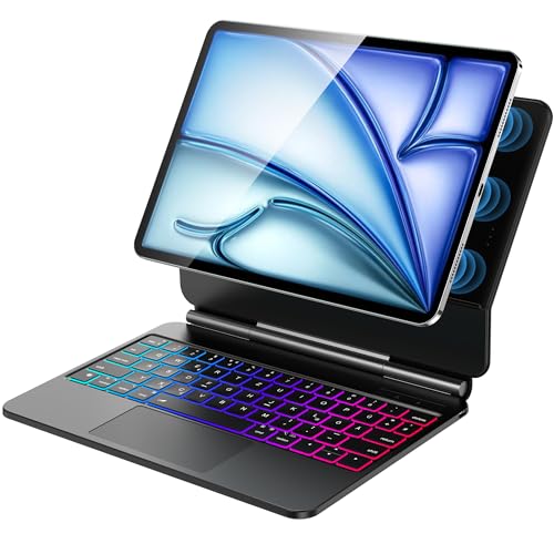 JANOLTY Tastatur Bluetooth-freie, Magic-Keyboard für iPad Air 11" (M2 2024/M3 2025), Air 5/4 & Pro 11 (1.-4. Gen), QWERTZ Deutsch mit Trackpad & Magnetischem Design von JANOLTY