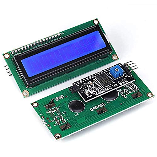 Jansane 16x2 1602 LCD-Display Bildschirm blau + IIC I2C Modul Schnittstellenadapter für Raspberry Pi, 2 Stück von JANSANE