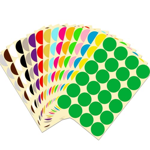 JANYUN 144 Stück 32mm Runde Punktaufkleber 16 Farben Bunte Selbstklebende Klebepunkte Aufkleber Kleine Farbkodierung Etiketten Markierungspunkte zum Beschriften(32mm) von JANYUN