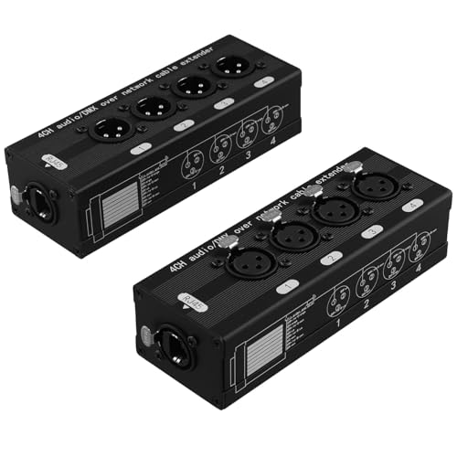 JANZU 1 Paar 4-Kanal-XLR/-Audio-RJ45-Ethernet-Extender, XLR-Extender-Transceiver für Live-Bühne, Audio-Aufnahmestudio von JANZU