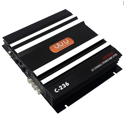 JANZU 3800 W Auto-Verstärker, 2 Kanäle, Schwarze Aluminiumlegierung, Leistungsstarker Auto-Stereo-Audio-Leistungsverstärker für Auto-Subwoofer, Einfach zu Bedienen, Schwarz von JANZU