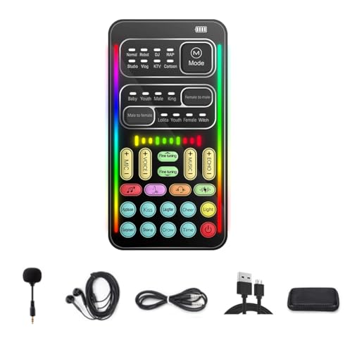 JANZU I9 Voice Changer Komplettset mit Mehreren Audioeffekten, Bluetooth-Live-Soundkarten, Ultradünnes, Tragbares Live-Soundkarten-Mikrofon-Tool, Einfach zu Bedienen JANZU I9 Voice Changer Komplettset mit Mehreren Audioeffekten, Bluetooth-Live-Soundkarten, Ultradünnes, Tragbares Live-Soundkarten-Mikrofon-Tool, Einfach zu Bedienen von JANZU
