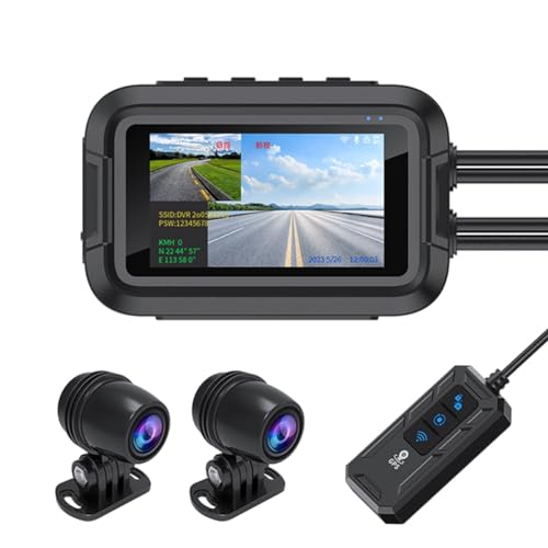 JANZU V9 Motorrad-Dashcam, WiFi, 1080P, Front-/Rückkamera, Wasserdichte Motorrad-Videorecorder-Kamera mit Parkmonitor, Einfache Installation, Einfach zu Bedienen, B JANZU V9 Motorrad-Dashcam, WiFi, 1080P, Front-/Rückkamera, Wasserdichte Motorrad-Videorecorder-Kamera mit Parkmonitor, Einfache Installation, Einfach zu Bedienen, B von JANZU