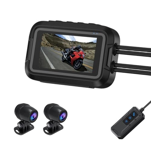 JANZU V9 Motorrad-Dashcam, WiFi, 1080P, Front-/Rückkamera, Wasserdichte Motorrad-Videorecorder-Kamera mit Parkmonitor, Einfache Installation A JANZU V9 Motorrad-Dashcam, WiFi, 1080P, Front-/Rückkamera, Wasserdichte Motorrad-Videorecorder-Kamera mit Parkmonitor, Einfache Installation A von JANZU