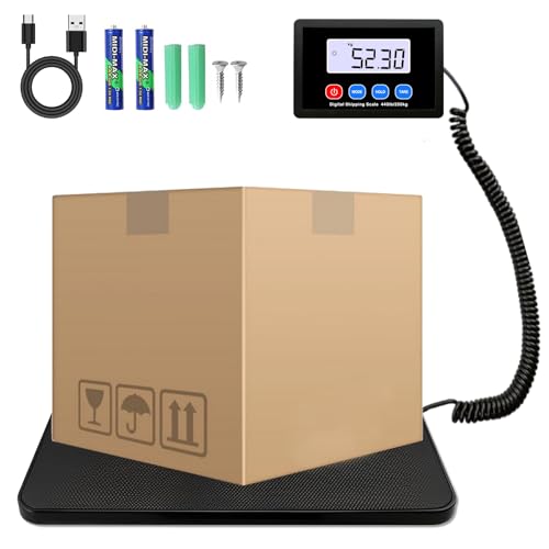 Digitale Paketwaage 200kg/10g, Plattformwaage mit LCD Display, Preisrechenwaage inklusive separatem Bedienpult, Batterie- und Netzbetrieb möglich, 3 Einheitenanzeige (kg, lb, oz) von JAOGAUS
