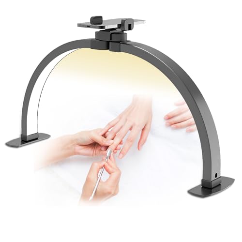 Halbmond-Lampe, 29 Zoll Faltbares Halbmondlicht Nagel Schreibtischlampe mit Handyhalter, 38W Nageltechniklicht für Schönheit/Wimpern/Tattoos/Basteln, 3 Farbmodi 10 Helligkeiten Halbmond-Lampe, 29 Zoll Faltbares Halbmondlicht Nagel Schreibtischlampe mit Handyhalter, 38W Nageltechniklicht für Schönheit/Wimpern/Tattoos/Basteln, 3 Farbmodi 10 Helligkeiten von JAOGAUS