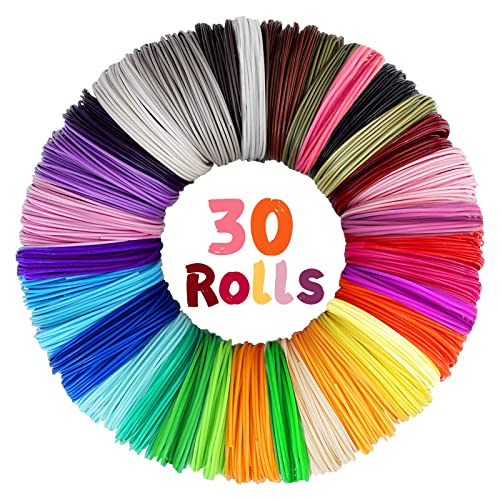 30 Rollen 3D Stift Filament PLA 1.75mm, je 5M 3D Pen PLA Filament Packung 3D Druckerstift Filament-Nachfüllungen Hochpräziser Durchmesser Filament für 3D Stift 3D Pen, Mehrere Farben von JAOMON