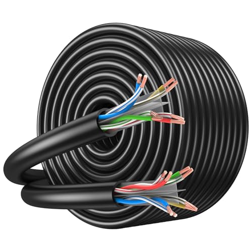JARNHNG Outdoor Cat 6 Ethernet Kabel 200m, High-Speed LAN Netzwerkkabel, Bulk Cat 6 Internet Kabel, 10 Gbps, 550 MHz, AWG26 UTP CCA (200 Meter, schwarz) von JARNHNG
