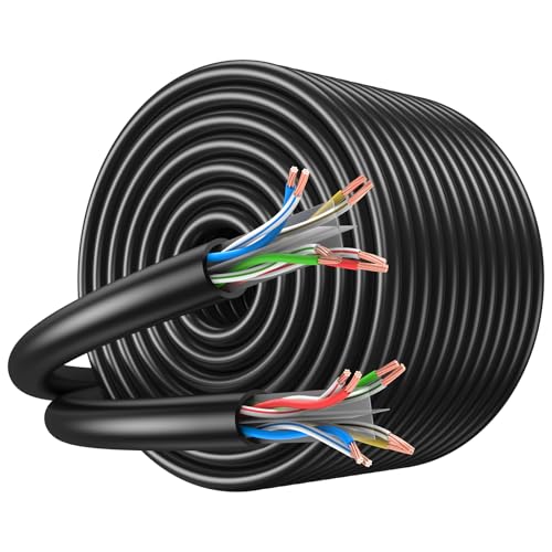 JARNHNG Outdoor Cat 6 Ethernet Kabel 300m, High-Speed LAN Netzwerkkabel, Bulk Cat 6 Internet Kabel, 10 Gbps, 550 MHz, AWG26 UTP CCA (300 Meter, schwarz) von JARNHNG