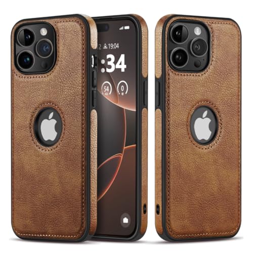 JAROIE Edles Design Luxus Leder Handyhülle für iPhone 12 & iPhone 12 Pro Anti-Rutsch Grip Full Body Ultra Slim Schutzhülle (2020 6,1 cm) (Braun) von JAROIE