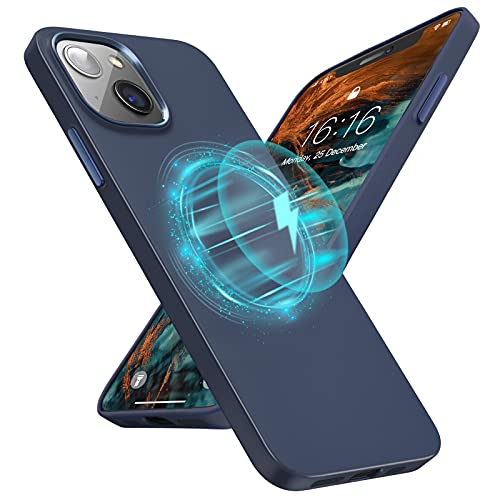 JASBON Matt Magnetisch für iPhone 13 Hülle, [Kompatibel mit MagSafe] Stoßfeste Schutzhülle Ultra Dünne Handyhülle iPhone 13 Case 6.1 Inches, Navy Blue von JASBON