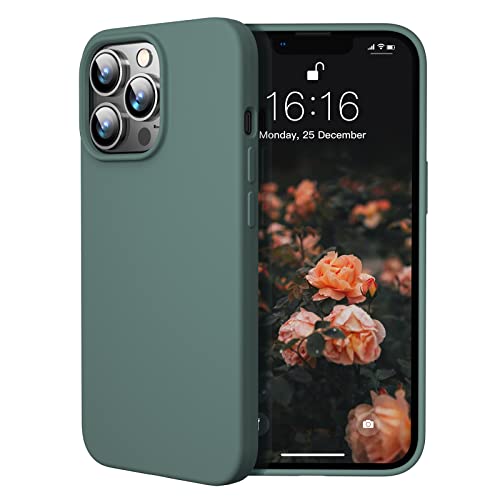 JASBON Ultra Dünn Fit iPhone 13 Pro Hülle Stoßfest Anti-Gelb Flüssig Silikon Schutzhülle und dennoch Slim Phone Case Gel Soft Touch Anti-Kratzer Vollschutz 6,1 Zoll Cover 2021-Kiefergrün von JASBON