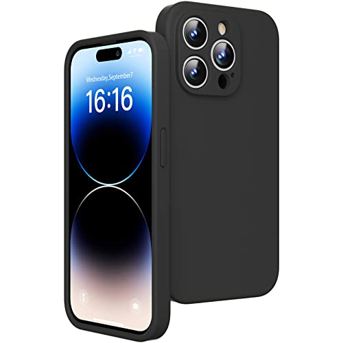 JASBON Ultra Dünn für iPhone 14 Pro Hülle | Stoßfester Liquid Silikon Hülle | 360°-Schutz Kratzfestem Case | Handyhülle iPhone 14 Pro 6,1" 2022 Schwarz von JASBON