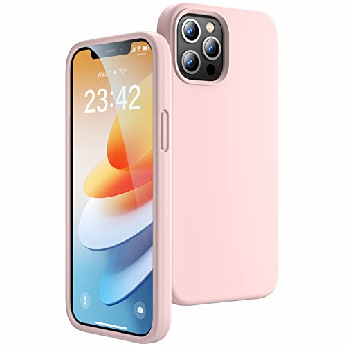 JASBON Ultra Dünn iPhone 12 Pro Hülle/iPhone 12 Hülle, Stoßfester Liquid Silikon Hülle, 360°-Schutz Kratzfestem Case, Handyhülle iPhone 12/12Pro 6,1"- Pink Sand von JASBON