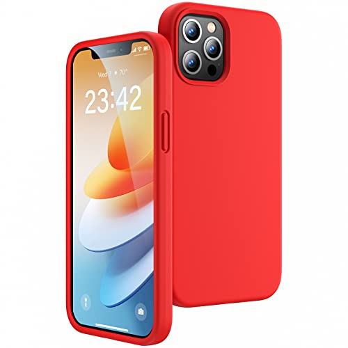 JASBON Ultra Dünn iPhone 12 Pro Hülle/iPhone 12 Hülle, Stoßfester Liquid Silikon Hülle, 360°-Schutz Kratzfestem Case, Handyhülle iPhone 12/12Pro 6,1"- Rot von JASBON