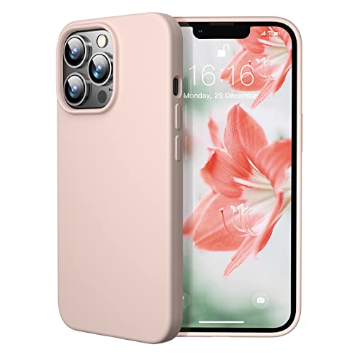 JASBON Ultra-Thin Hülle Kompatibel mit iPhone 13 Pro Max, Lightweight Liquid Silikon Hülle,Stoßfeste Full Protection Case, Resistant Slim Handyhülle für iPhone 13 Pro Max 6.7 inch Pink Sand von JASBON