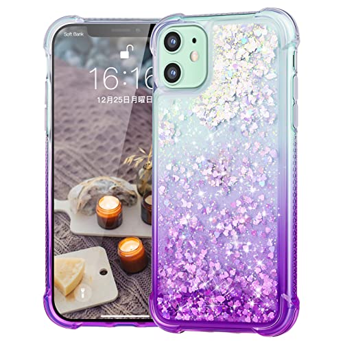 JASBON iPhone 12/Pro Hülle, Flüssig Treibsand Glitter Quicksand buntes Hülle Schutzhülle Rhinestone Case Cover Schale Silikon Weich TPU Handyhülle (Purple) von JASBON