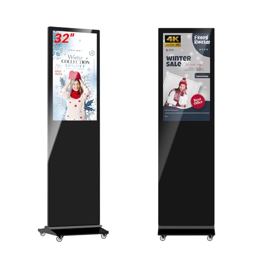 JASZDOT 32 Zoll Digitales Werbedisplay Kundenstopper, Nicht-Touchscreen Digital Signage Player Android OS, Gehwegaufsteller Werbetafel, IPS HD Plakataufsteller, LCD Plakatständer in schwarz von JASZDOT