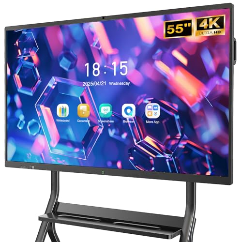 JASZDOT 55 Zoll 4K UHD Smartboard – Android 13, 8GB RAM, 128GB Speicher – Interaktives Touchscreen-Whiteboard für Klassenzimmer & Büro – WiFi, Bluetooth, HDMI, Kamera, Mikrofon inkl. Wandhalterung von JASZDOT