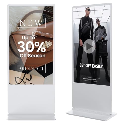 JASZDOT 65 Zoll Digitales Werbedisplay Kundenstopper, Nicht-Touchscreen Weiß Digital Signage Player Android OS, Gehwegaufsteller Werbetafel, IPS HD Plakataufsteller, LCD Plakatständer in schwarz von JASZDOT
