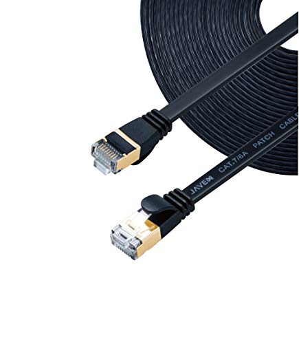 JAVEX CAT7 RJ45 [S/STP, 10 GB] Netzwerk-Ethernet-Patchkabel [OFC, Fluke-Pass] - Flachkabel, schwarz, 15,2 m / 50 ft von JAVEX