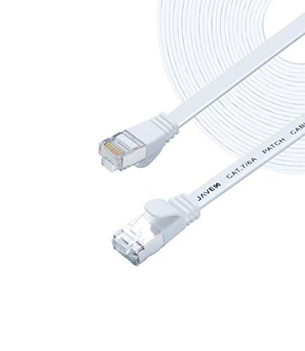 JAVEX CAT7 RJ45 [S/STP, 10 GB] Netzwerk-Ethernet-Patchkabel [OFC, Fluke-Pass] - Flachkabel, weiß, 15,2 m / 50 ft von JAVEX