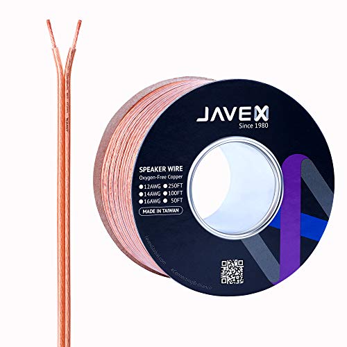 JAVEX Lautsprecherkabel 12-Gauge [2x3,38 mm2] [Sauerstofffreies Kupfer 99,9%] Litzenkupfer, Flachkabel, Kabel für HiFi-Systeme, Verstärker 50 Fuß [15,25 m] von JAVEX