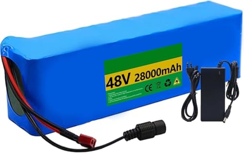 E-Bike-Akku 48 V 28 Ah, Lithium-Ionen-Akku for Elektrofahrräder mit Ladegerät, Lithium-Akkupack mit BMS-Schutzplatine(T+DC) von JAVPTAV