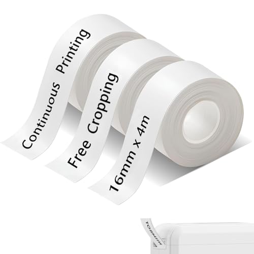 3 Stück Etiketten Papier, Selbstklebend Thermo-Etiketten Papier, Drucken Sie Barcode, Thermo Etikettenband, Geeignet für den Druck auf kleinen Druckern und Notizen, 15mm x 4m von JAWAI