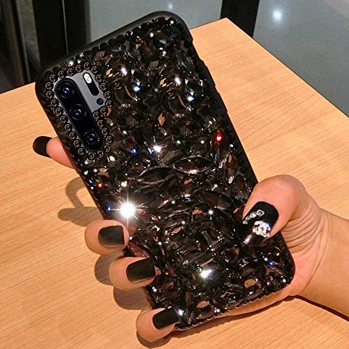 Glitzer Handyhülle für Huawei P30 Pro Hülle,Mädchen Frauen Glänzend Strass Handy Schutzhülle Hardcase,3D Bling Kirstall Diamant Weiche TPU Silikon Bumper Glitzer Hülle für Huawei P30 Pro,Schwarz von JAWSEU