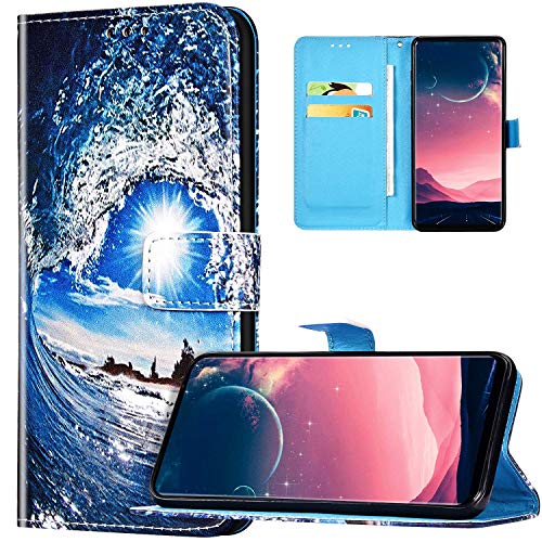 Hülle für Huawei Y6 2019 Handyhülle,Huawei Y6 2019 Hülle Leder Handytasche PU Ledercase Tasche Hülle Schutzhülle Flip Case Magnetverschluss Klapphülle Brieftasche Wallet Tasche,Wirbel von JAWSEU