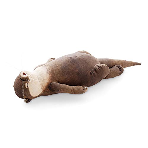 JAWSEU 40cm Kuscheltier Otterbaby, Handgelenkstütze, Otter-Federmäppchen aus Baumwolle, Otterkissen mit Versteckter Reißverschlusstasche von JAWSEU