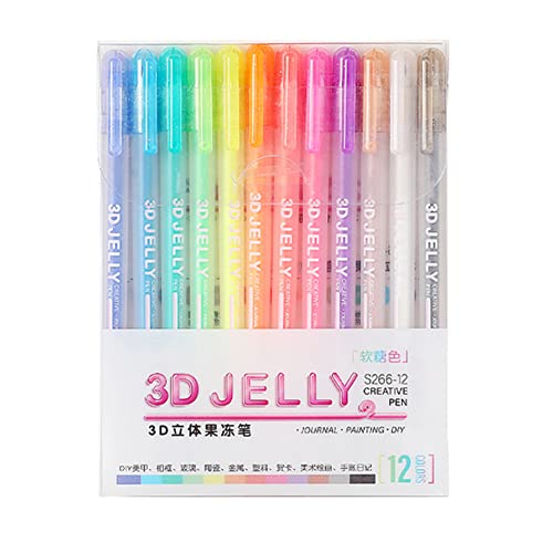 JAWSEU Gel-Tintenstifte 3D Jelly Pen 6/12 Farbe Set Tagebuch Notizbuch DIY Sticker Maker Schreibstift Zeichenwerkzeug Maker Schreibstift von JAWSEU