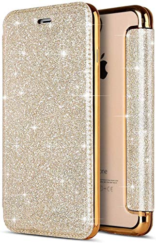 JAWSEU Handyhülle für iPhone 11 Pro Hülle Glänzend Glitzer Kristall Strass Diamant PU Leder Hülle Flip Case Schutzhülle Tasche Überzug TPU Bumper Klapphülle Brieftasche Wallet Case,Gold von JAWSEU