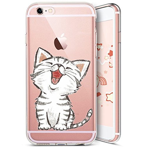 JAWSEU Kompatibel mit iPhone 7 Plus Hülle,iPhone 8 Plus Hülle Transparent Silikon Schutzhülle Case,Niedlich Katze Tier Muster TPU Silikon Schutz Handy Hülle Case Tasche Etui TPU Bumper Case,Katze #9 von JAWSEU