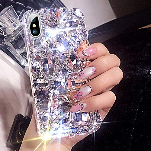 JAWSEU kompatibel mit iPhone XR Hülle, iPhone XR Handyhülle Glitzer,Glänzend Glitzer Strass Handy Schutzhülle Hardcase,3D Bling Kirstall Diamant TPU Silikon Hülle Case Cover für iPhone XR,Silber von JAWSEU