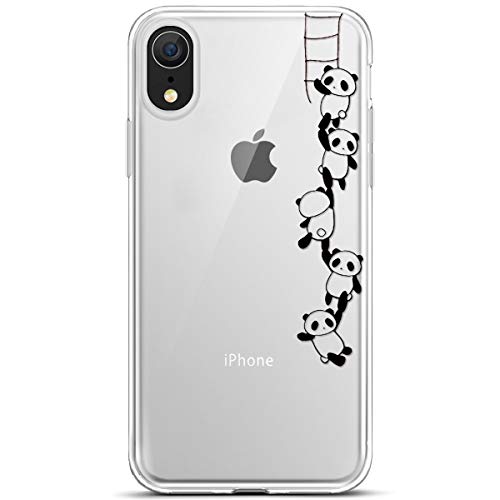 JAWSEU kompatibel mit iPhone XR Hülle, iPhone XR Silikon Hülle Bunte Gemalt Muster Transparent TPU Silikon Schutzhülle Case Handytasche TPU Bumper Case Etui für iPhone XR,Panda von JAWSEU