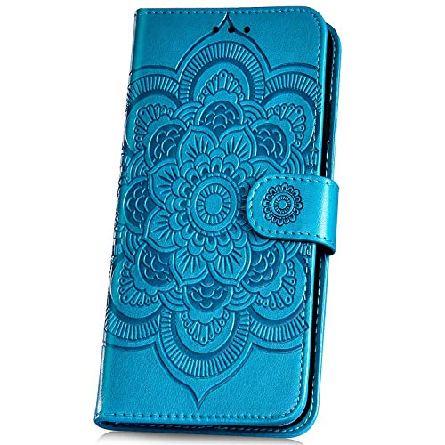 Kompatibel mit Samsung Galaxy A20e Hülle,JAWSEU Sonnenblume Schutzhülle Brieftasche Hülle PU Leder Tasche Handyhülle Lederhülle Flip Case Wallet Tasche Handytasche für Galaxy A20e,Mandala Blau von JAWSEU